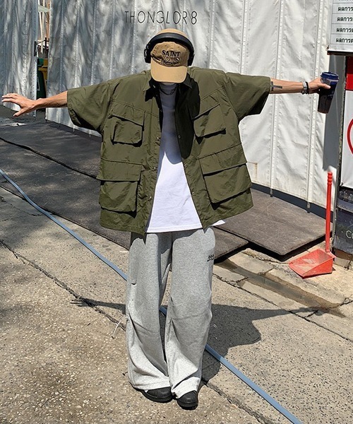 Ressaca（レサーカ）の「オーバーサイズマルチポケット半袖シャツ（シャツ/ブラウス・メンズ・ブラック/カーキ/ホワイト・M/L/XL）」の18枚目の写真