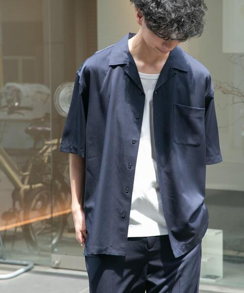 FORK&SPOON（フォークアンドスプーン）の「FORK&SPOON　COOL FIBERオープンカラーシャツ（シャツ/ブラウス・メンズ・ネイビー/ブラウン・4/5）」の3枚目の写真