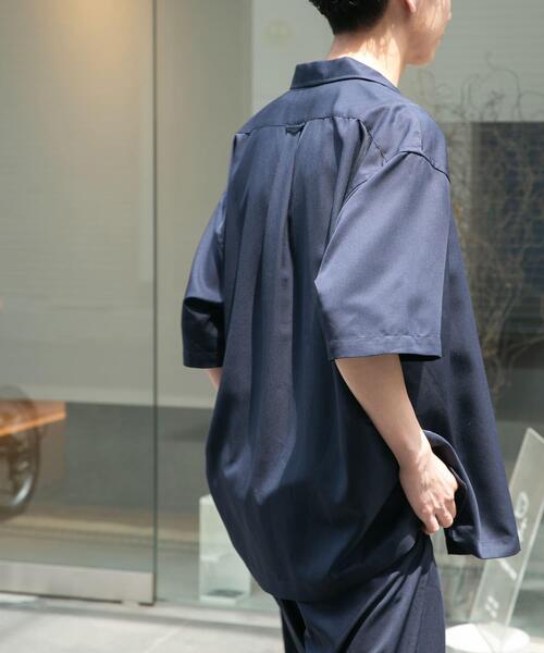 FORK&SPOON（フォークアンドスプーン）の「FORK&SPOON　COOL FIBERオープンカラーシャツ（シャツ/ブラウス・メンズ・ネイビー/ブラウン・4/5）」の4枚目の写真