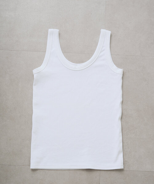 LOUNGEDRESS(ラウンジドレス)の「ベーシックタンク(Tシャツ/カットソー・レディース・オフホワイト/ブラック・FREE)」の1枚目の写真