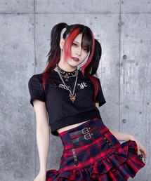 Amilige | DARK ANGEL BEARラインストーンチビTシャツ(Tシャツ/カットソー)