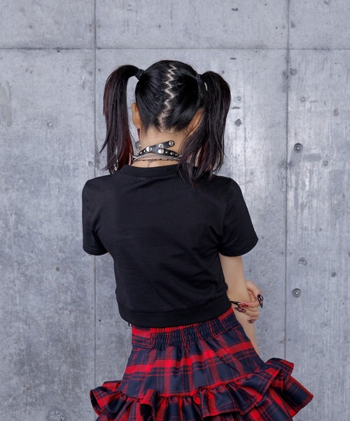 Amilige(アミリージュ)の「DARK ANGEL BEARラインストーンチビTシャツ(Tシャツ/カットソー・レディース・ホワイト/ブラック・FREE)」の10枚目の写真