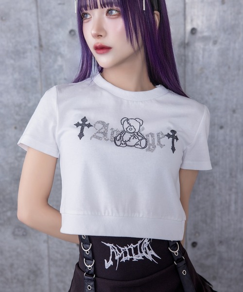 DARK ANGEL BEARラインストーンチビTシャツ（Tシャツ/カットソー