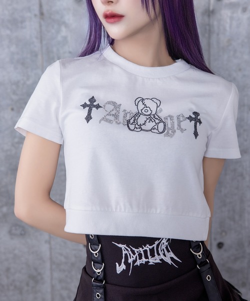 Amilige(アミリージュ)の「DARK ANGEL BEARラインストーンチビTシャツ(Tシャツ/カットソー・レディース・ホワイト/ブラック・FREE)」の18枚目の写真