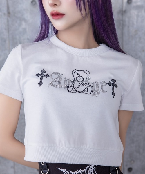 Amilige(アミリージュ)の「DARK ANGEL BEARラインストーンチビTシャツ(Tシャツ/カットソー・レディース・ホワイト/ブラック・FREE)」の16枚目の写真