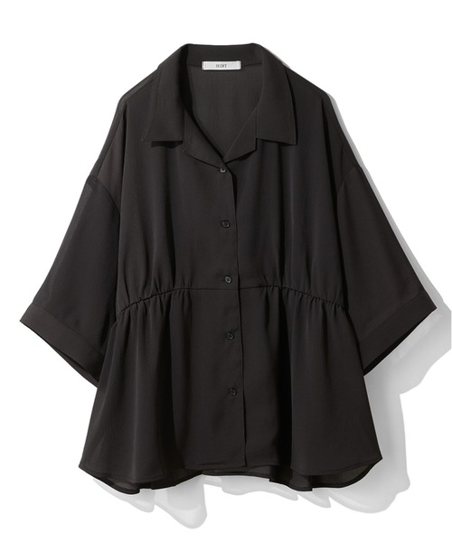 IEDIT（イディット）の「ＩＥＤＩＴ　接触冷感素材で快適　ギャザーハーフスリーブシャツ（シャツ/ブラウス・レディース・アイボリー/ブラック・3L/L/M/LL/S/4L）」の10枚目の写真