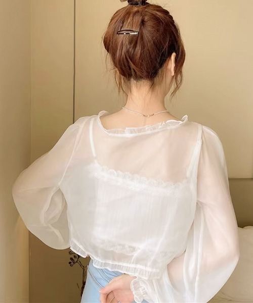 Blanc de Blue(ブランドブルー)の「シアーブラウス(シャツ/ブラウス・レディース・ホワイト/ブラック・FREE)」の4枚目の写真