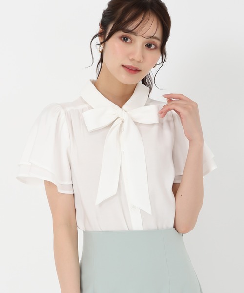 31 Sons de mode（トランテアン　ソン　ドゥ　モード）の「ボウタイラッフルブラウス（シャツ/ブラウス・レディース・イエロー/ブルー/ホワイト・ﾌﾘ-）」の11枚目の写真