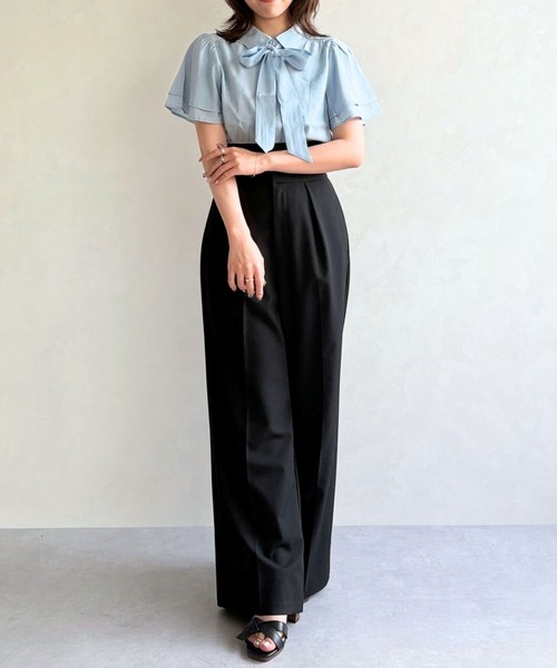 31 Sons de mode（トランテアン　ソン　ドゥ　モード）の「ボウタイラッフルブラウス（シャツ/ブラウス・レディース・イエロー/ブルー/ホワイト・ﾌﾘ-）」の17枚目の写真