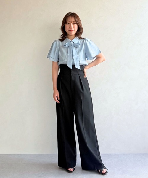 31 Sons de mode（トランテアン　ソン　ドゥ　モード）の「ボウタイラッフルブラウス（シャツ/ブラウス・レディース・イエロー/ブルー/ホワイト・ﾌﾘ-）」の19枚目の写真