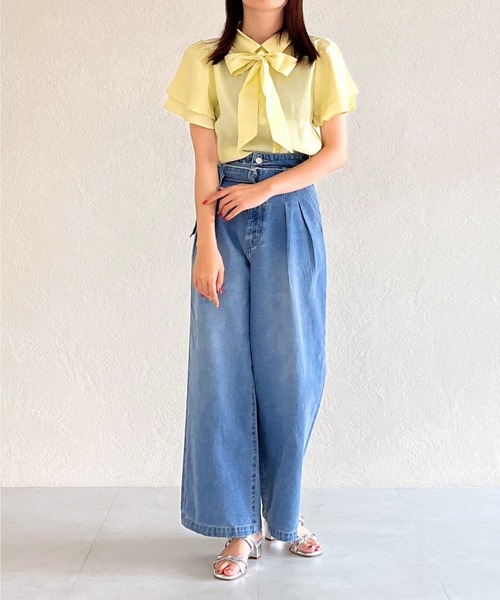 31 Sons de mode（トランテアン　ソン　ドゥ　モード）の「ボウタイラッフルブラウス（シャツ/ブラウス・レディース・イエロー/ブルー/ホワイト・ﾌﾘ-）」の20枚目の写真