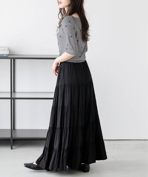 AMELY(エミリー)の「2WAYハート刺繍サマーニットトップス(Tシャツ/カットソー・レディース・グレー/ブラック/ホワイト・フリー)」の22枚目の写真