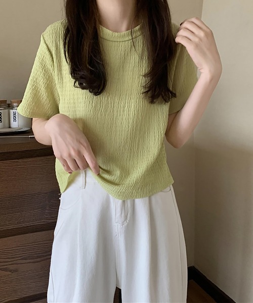 Girly Doll(ガーリードール)の「しわ加工Tシャツ&ニットビスチェ 2点セット(Tシャツ/カットソー・レディース・オレンジ/グリーン/ライトブルー/アイボリー・FREE)」の19枚目の写真