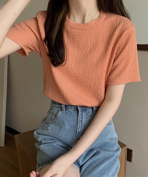 Girly Doll(ガーリードール)の「しわ加工Tシャツ&ニットビスチェ 2点セット(Tシャツ/カットソー・レディース・オレンジ/グリーン/ライトブルー/アイボリー・FREE)」の20枚目の写真