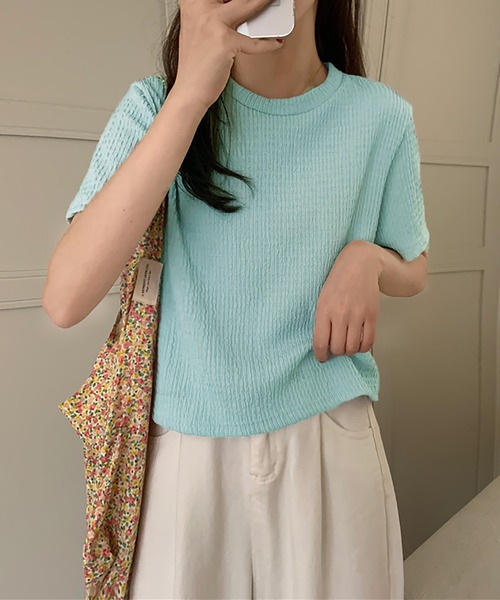 Girly Doll(ガーリードール)の「しわ加工Tシャツ&ニットビスチェ 2点セット(Tシャツ/カットソー・レディース・オレンジ/グリーン/ライトブルー/アイボリー・FREE)」の7枚目の写真
