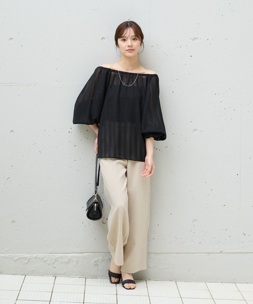 Andemiu（アンデミュウ）の「【WEB限定/美シルエット】リネンライクイージーパンツ573034（その他パンツ・レディース・チャコールグレー/ブラック/ブラウン/ベージュ・FREE）」の5枚目の写真