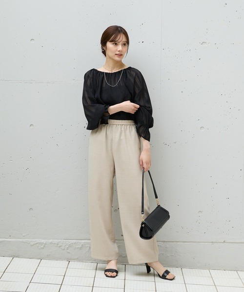 Andemiu（アンデミュウ）の「【WEB限定/美シルエット】リネンライクイージーパンツ573034（その他パンツ・レディース・チャコールグレー/ブラック/ブラウン/ベージュ・FREE）」の7枚目の写真