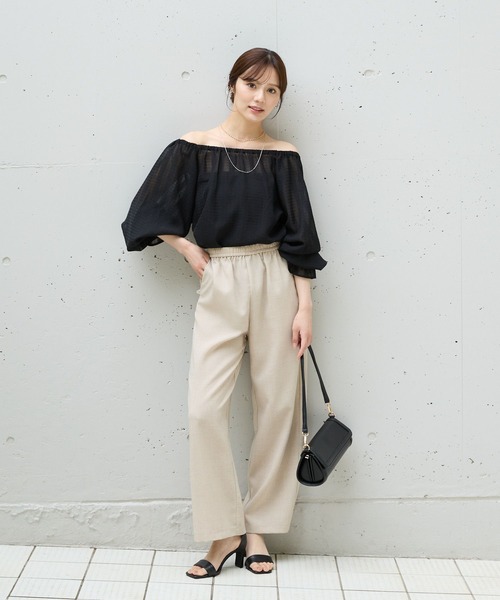 Andemiu（アンデミュウ）の「【WEB限定/美シルエット】リネンライクイージーパンツ573034（その他パンツ・レディース・チャコールグレー/ブラック/ブラウン/ベージュ・FREE）」の8枚目の写真