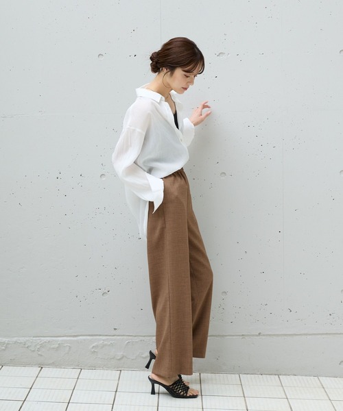 Andemiu（アンデミュウ）の「【WEB限定/美シルエット】リネンライクイージーパンツ573034（その他パンツ・レディース・チャコールグレー/ブラック/ブラウン/ベージュ・FREE）」の14枚目の写真