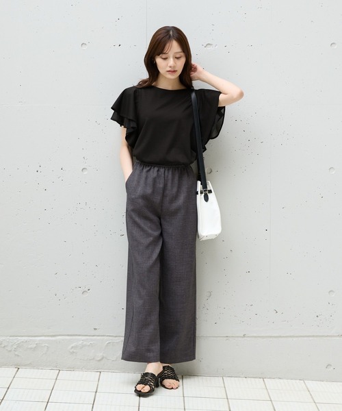 Andemiu（アンデミュウ）の「【WEB限定/美シルエット】リネンライクイージーパンツ573034（その他パンツ・レディース・チャコールグレー/ブラック/ブラウン/ベージュ・FREE）」の15枚目の写真