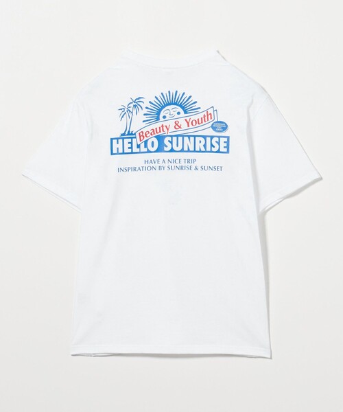 Hello Sunrise-B&Y×HS リボン ロゴ Tシャツ 限定コラボ 半袖 セール】【別注】<HELLOSUNRISE>プリント Tシャツ(Tシャツ