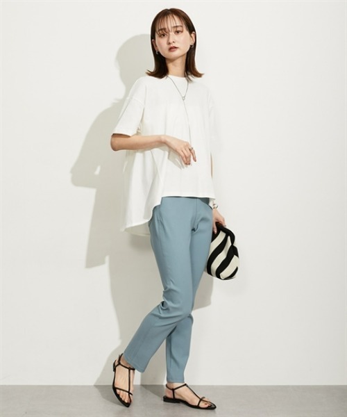 nissen（ニッセン）の「異素材切替フレアプルオーバー（Tシャツ/カットソー・レディース・ベージュ/ブラック/グレー/オフホワイト・M/L）」の7枚目の写真