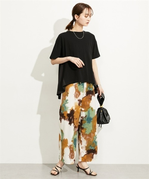 nissen（ニッセン）の「異素材切替フレアプルオーバー（Tシャツ/カットソー・レディース・ベージュ/ブラック/グレー/オフホワイト・M/L）」の11枚目の写真