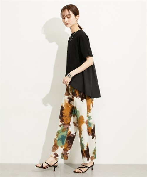 nissen（ニッセン）の「異素材切替フレアプルオーバー（Tシャツ/カットソー・レディース・ベージュ/ブラック/グレー/オフホワイト・M/L）」の12枚目の写真