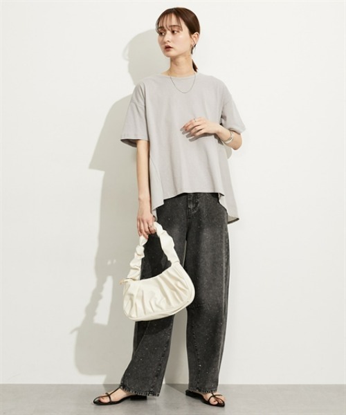 nissen（ニッセン）の「異素材切替フレアプルオーバー（Tシャツ/カットソー・レディース・ベージュ/ブラック/グレー/オフホワイト・M/L）」の13枚目の写真