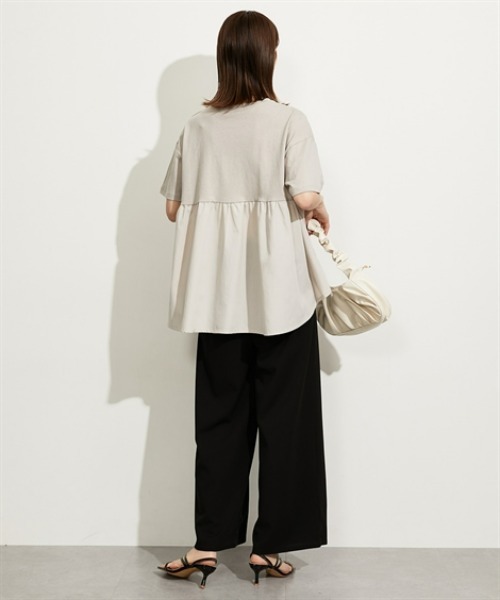 nissen（ニッセン）の「異素材切替フレアプルオーバー（Tシャツ/カットソー・レディース・ベージュ/ブラック/グレー/オフホワイト・M/L）」の18枚目の写真