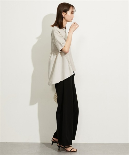 nissen（ニッセン）の「異素材切替フレアプルオーバー（Tシャツ/カットソー・レディース・ベージュ/ブラック/グレー/オフホワイト・M/L）」の19枚目の写真