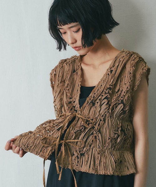 セール】刺繍レースシアーベスト（ベスト）｜ANOTHER S