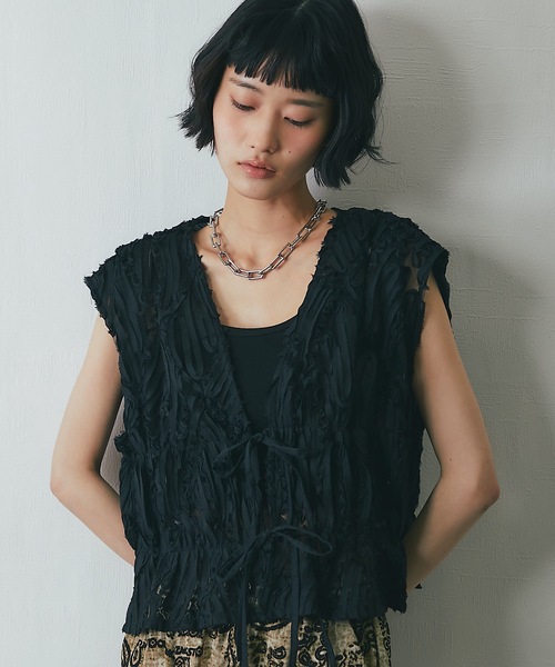 刺繍レースシアーベスト（ベスト）｜ANOTHER S（アナザーエス