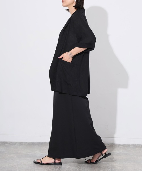 Floran(フローラン)の「ライトフレンチリネンハーフスリーブジャケット(テーラードジャケット・レディース・ベージュ/ブラック/オフホワイト・FREE)」の20枚目の写真