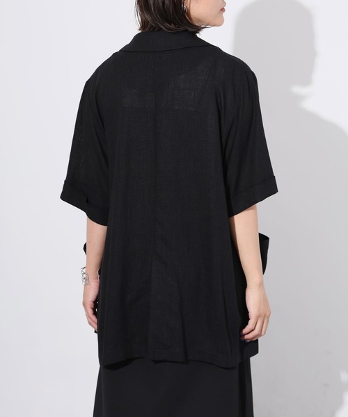 Floran(フローラン)の「ライトフレンチリネンハーフスリーブジャケット(テーラードジャケット・レディース・ベージュ/ブラック/オフホワイト・FREE)」の11枚目の写真