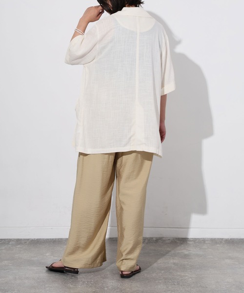 Floran(フローラン)の「ライトフレンチリネンハーフスリーブジャケット(テーラードジャケット・レディース・ベージュ/ブラック/オフホワイト・FREE)」の18枚目の写真