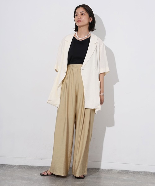 Floran(フローラン)の「ライトフレンチリネンハーフスリーブジャケット(テーラードジャケット・レディース・ベージュ/ブラック/オフホワイト・FREE)」の16枚目の写真