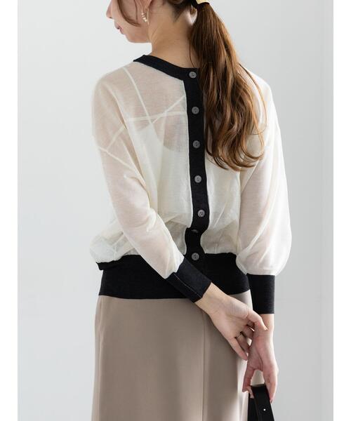Te chichi（テチチ）の「Levita14G前後2WAYクルーカーディガン（カーディガン/ボレロ・レディース・ブラック/オフホワイト/グレー/ブラウン・F）」の2枚目の写真