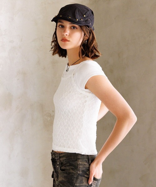 FOREVER 21（フォーエバー トゥエンティーワン）の「【2025SS】レースレイヤードキャミ（キャミソール・レディース・ブラック/ピンク/オフホワイト・FREE）」の9枚目の写真