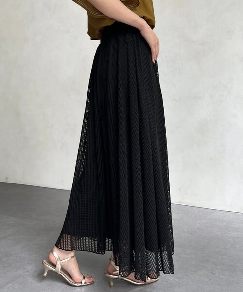 Chez toi（シェトワ）の「メッシュフレアスカート（スカート・レディース・ベージュ/ブラック・FREE）」の6枚目の写真