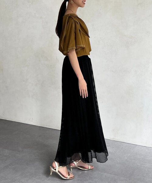 Chez toi（シェトワ）の「メッシュフレアスカート（スカート・レディース・ベージュ/ブラック・FREE）」の10枚目の写真