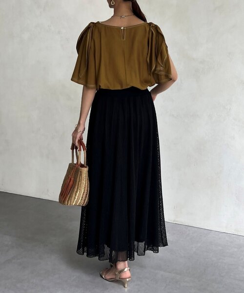 Chez toi（シェトワ）の「メッシュフレアスカート（スカート・レディース・ベージュ/ブラック・FREE）」の11枚目の写真