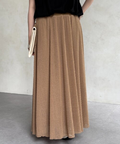 Chez toi（シェトワ）の「メッシュフレアスカート（スカート・レディース・ベージュ/ブラック・FREE）」の12枚目の写真