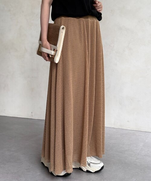 Chez toi（シェトワ）の「メッシュフレアスカート（スカート・レディース・ベージュ/ブラック・FREE）」の13枚目の写真