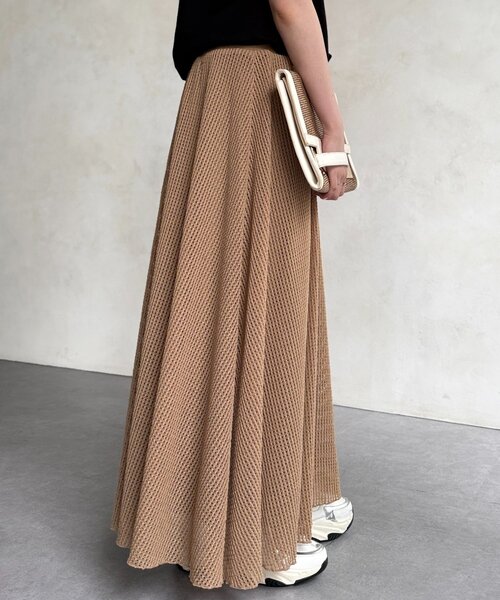 Chez toi（シェトワ）の「メッシュフレアスカート（スカート・レディース・ベージュ/ブラック・FREE）」の14枚目の写真