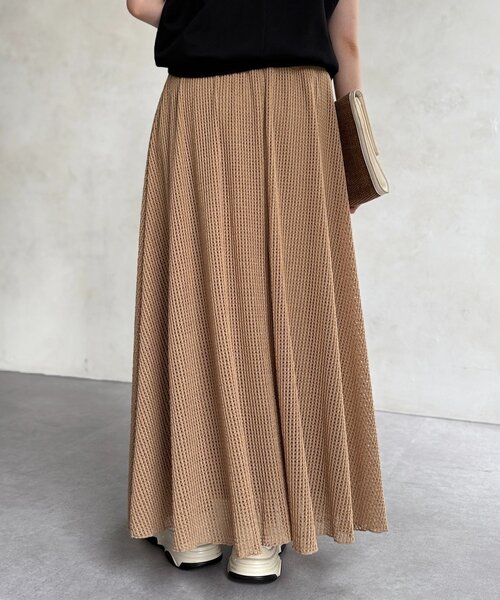 Chez toi（シェトワ）の「メッシュフレアスカート（スカート・レディース・ベージュ/ブラック・FREE）」の15枚目の写真