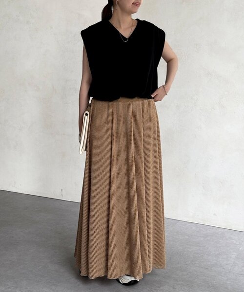 Chez toi（シェトワ）の「メッシュフレアスカート（スカート・レディース・ベージュ/ブラック・FREE）」の16枚目の写真