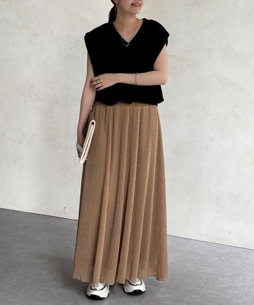 Chez toi（シェトワ）の「メッシュフレアスカート（スカート・レディース・ベージュ/ブラック・FREE）」の17枚目の写真