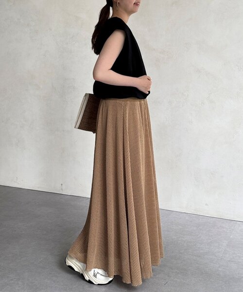 Chez toi（シェトワ）の「メッシュフレアスカート（スカート・レディース・ベージュ/ブラック・FREE）」の18枚目の写真