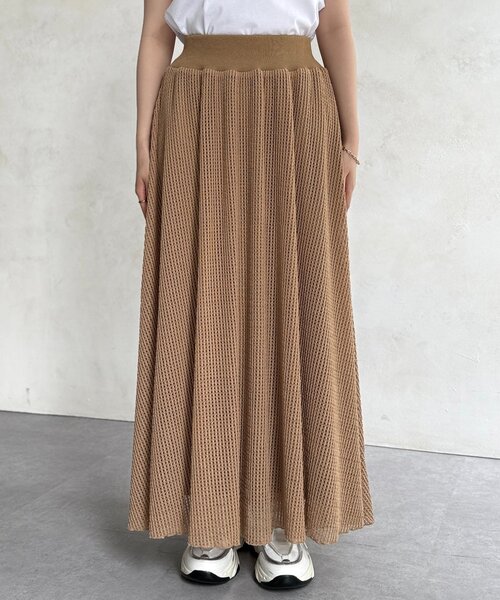 Chez toi（シェトワ）の「メッシュフレアスカート（スカート・レディース・ベージュ/ブラック・FREE）」の20枚目の写真